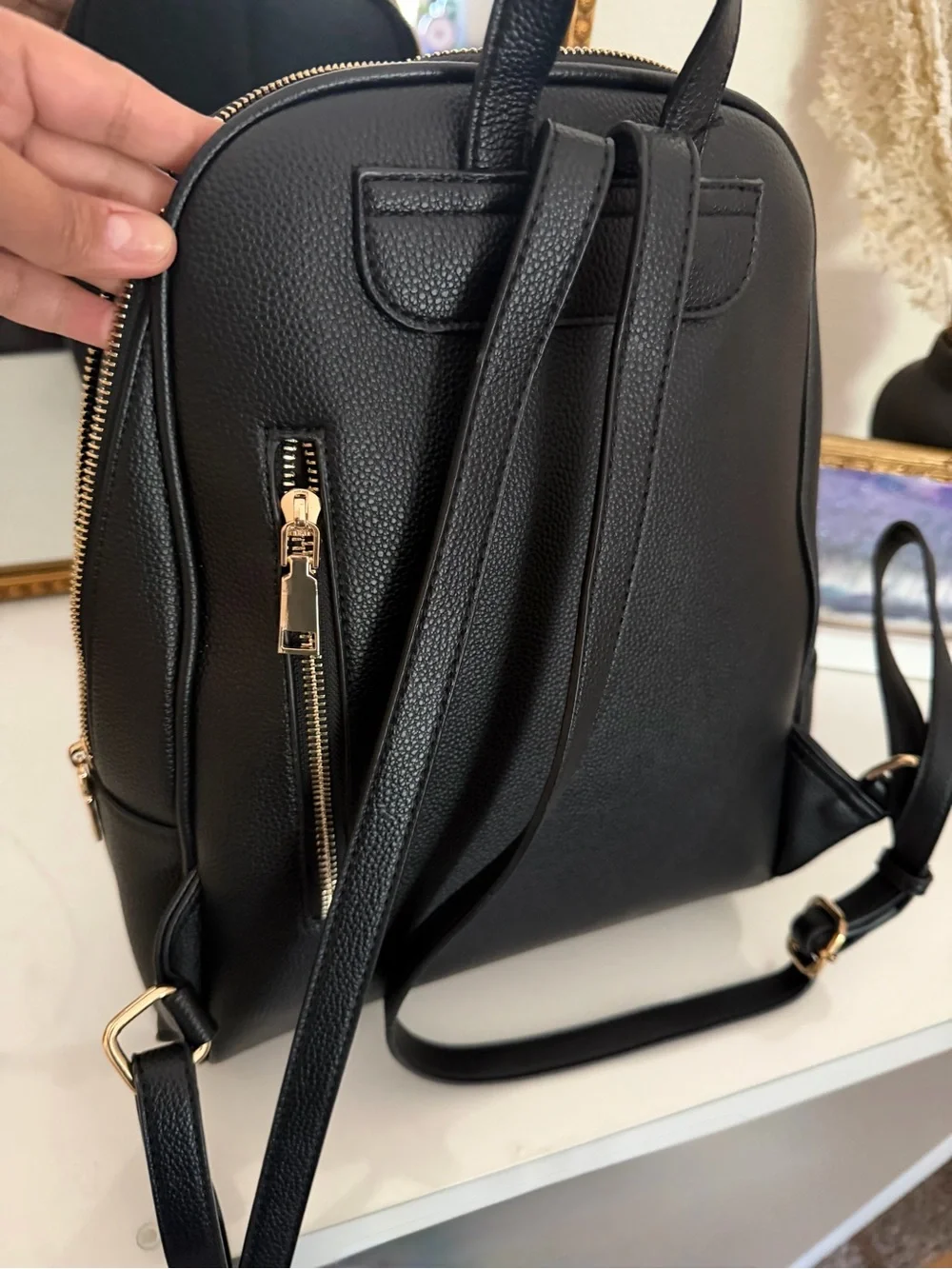 Black Faux Leather Backpack Purse - Sleek Everyday Bag